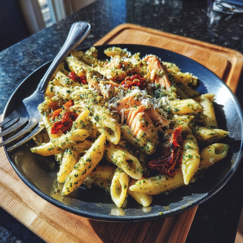 Pesto Salmon Penne Pasta