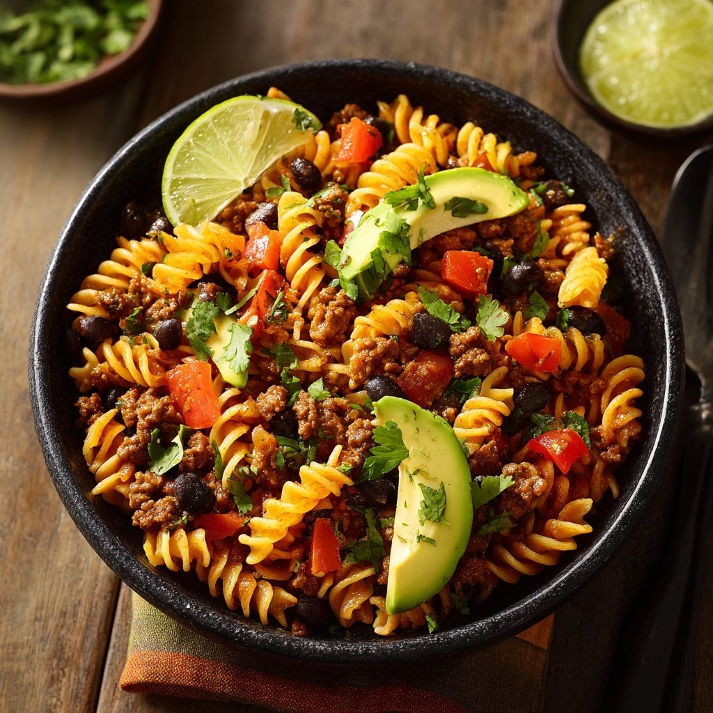 Taco-Inspired Pasta Rice Bowl
