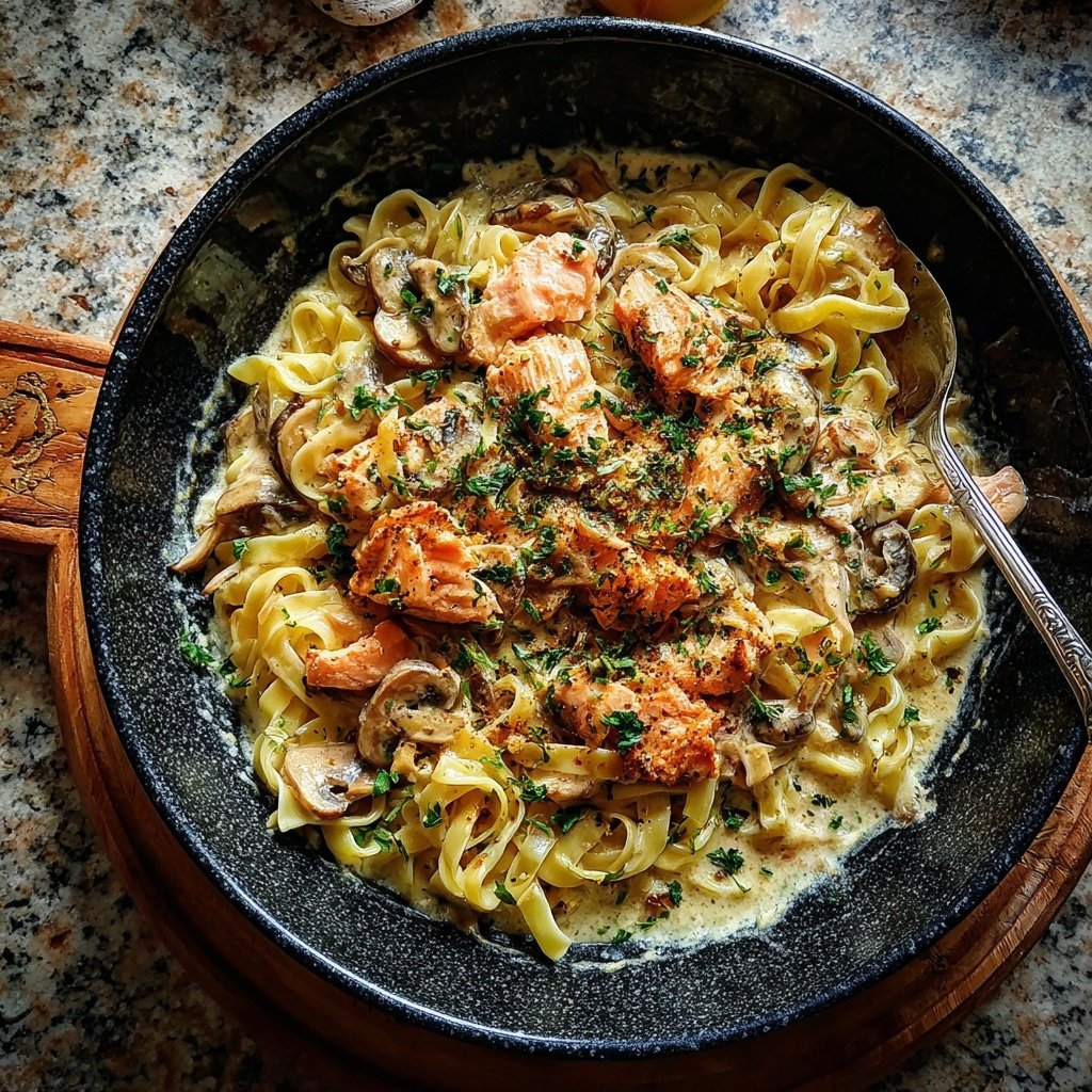 Stroganoff-Style Salmon Pasta